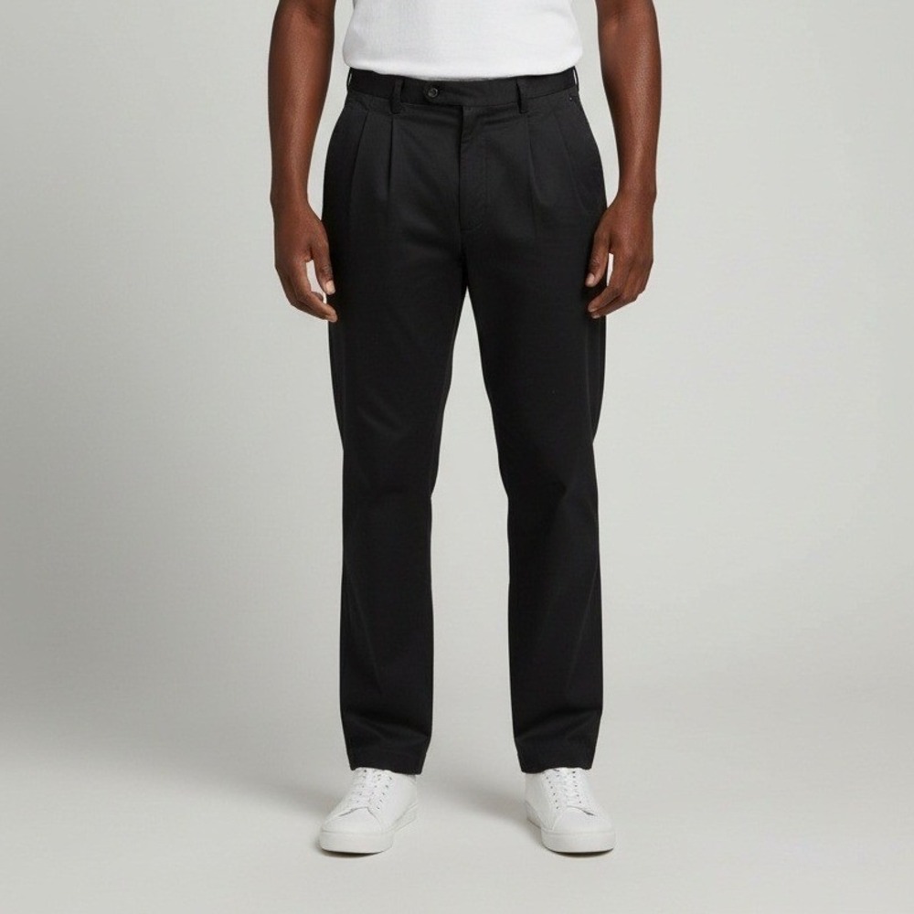 Dockers Recode Mens Black Pleated Chinos Straight Leg Cotton‎ Pants W34 L30